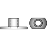 A 90000 steel form C - Weld nuts with a smooth flange, form C