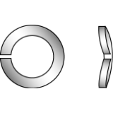 High tension spring washers, A= curved , B= curl