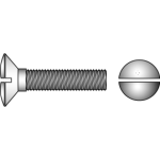 DIN 964 4.8 - Slotted raised countersunk (oval) head screws, Thread to the head