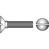 DIN 963 4.8 - Slotted countersunk flat head screws, Thread to the head